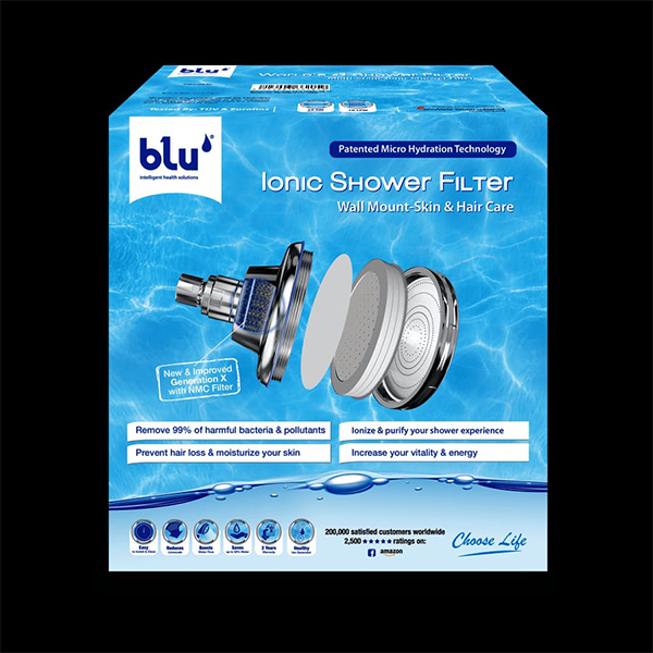 blu Ionic Shower Head and Shower Filter - Wall Mounted