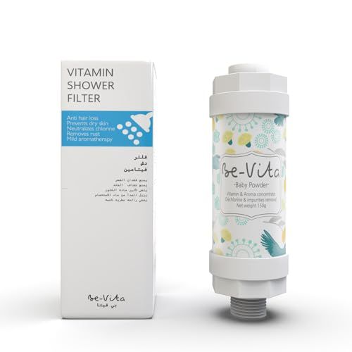 Korean Vitamin Shower Filter - Anti Hair Loss - Prevents Dry Skin - Chlorine Removal - Rust Removal - Relaxing Aromatherapy - Non-Toxic (Baby Powder)