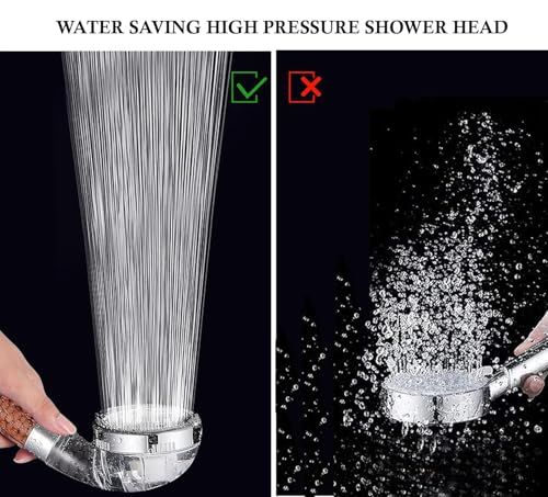 CLOUDFOUR Filtered Shower Head, High Pressure 3 Modes Water Saving Ionic Shower Head Mineral Beads Removes Chlorine/Purifies Water Reduces Dry Skin/Hair Fall (Transparent 3 Spray Modes)