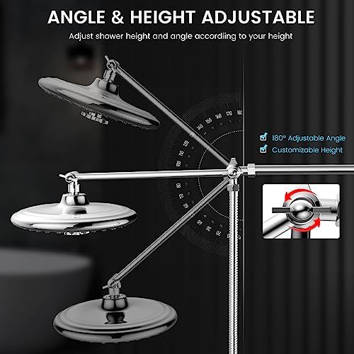 FEELSO 10" High Pressure Shower Head Combo with Handheld Spray, 16 Settings, 11" Adjustable Arm, ON/OFF Pause Switch (Chrome)