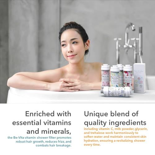 Korean Vitamin Shower Filter - Anti Hair Loss - Prevents Dry Skin - Chlorine Removal - Rust Removal - Relaxing Aromatherapy - Non-Toxic (Baby Powder)