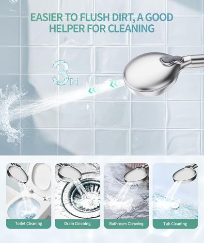 SR SUN RISE filtered shower head with handheld, high pressure 9 spray mode chrome shower head with filter, water softening filter beads for hard water - remove chlorine - reduce dry itching skin