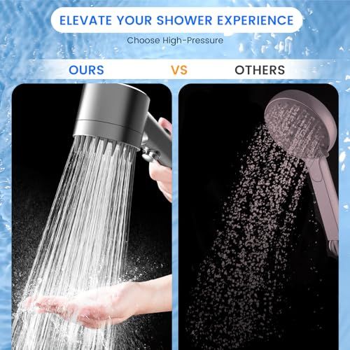 PWERAN Filtered Shower Head with Handheld, High Pressure Water Flow and Multiple Spray Modes Shower Head with Filter, Power Wash for Hard Water, Showerhead with ON/OFF Switch for Pets Bath